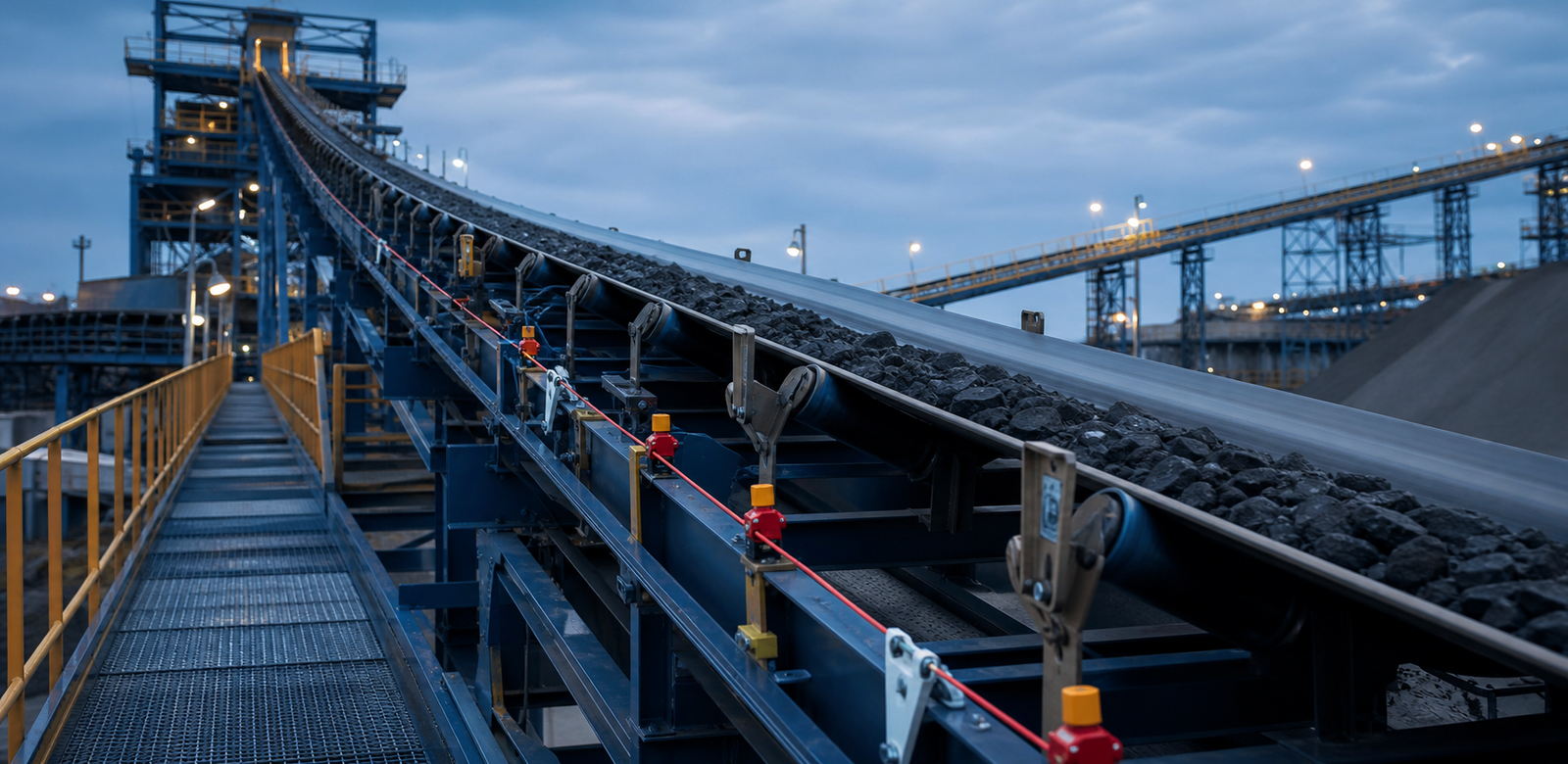 Conveyor safety system in mining material handling plant