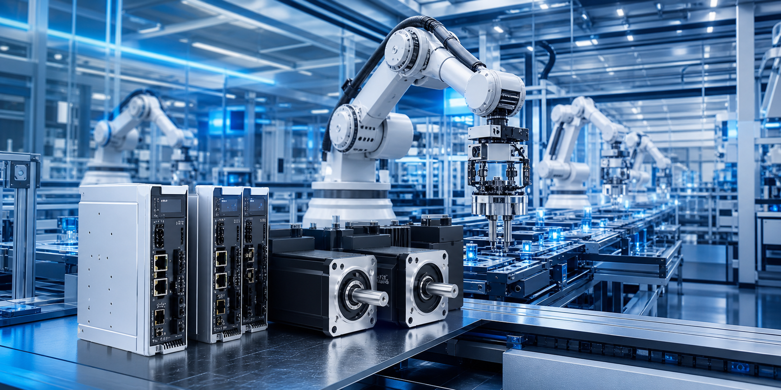Servo motor and drive system in smart factory automation