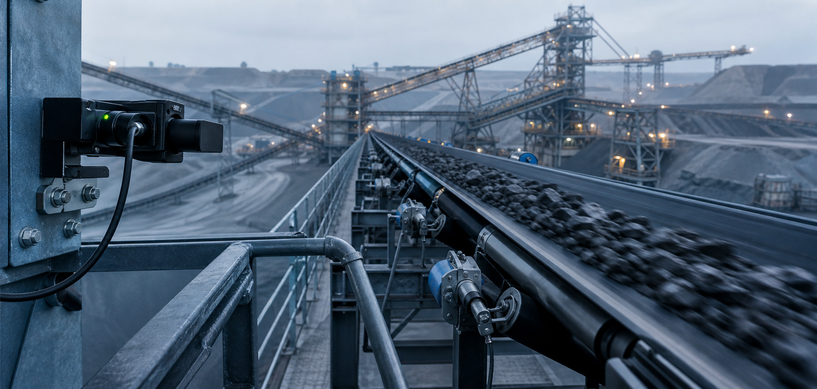 Belt monitoring system on industrial conveyor network