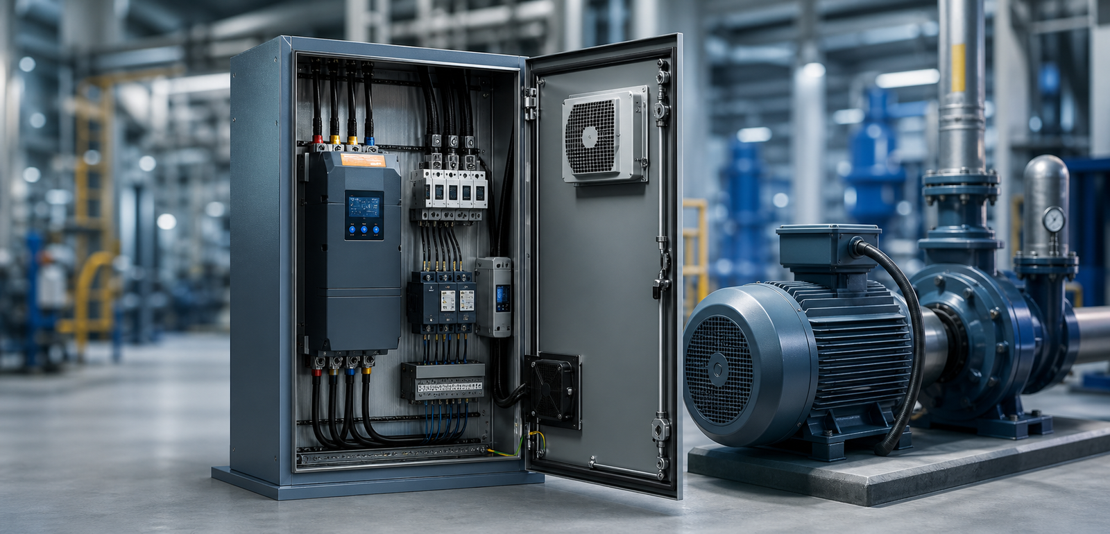 HFSR soft starter inside industrial motor control panel